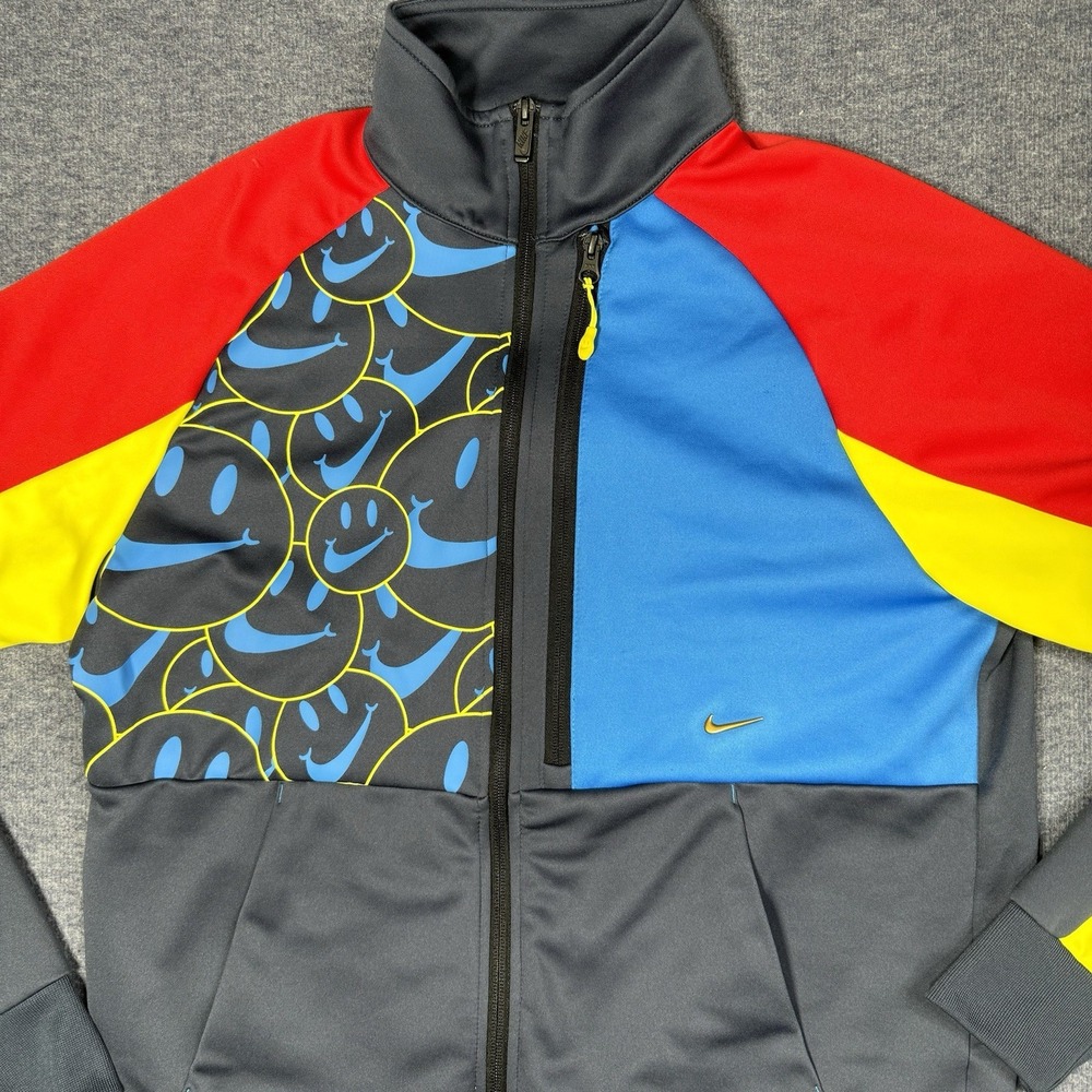 Nike Mens Have A Nike Day Smiley Face Track Jacket Colorblock Grey Blue Red L - Picture 1 of 9